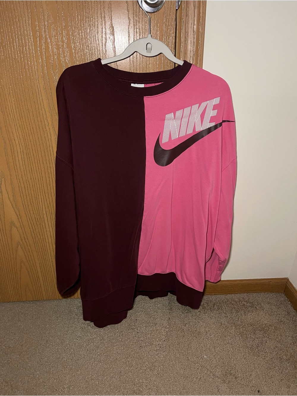 Nike Pink & Burgundy Colorblock Crewneck